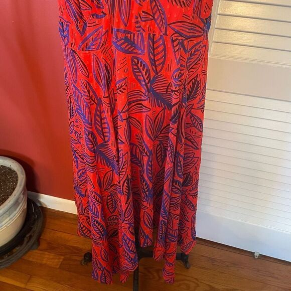 ALEXIS for TARGET | red & blue lightweight v neck maxi tropical leaf tie summer - Picture 6 of 15